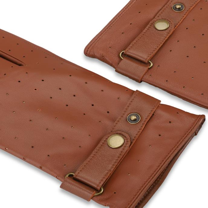 Isotoner Mens® Perforated Leather Driving Glove Tan Extra Image 4